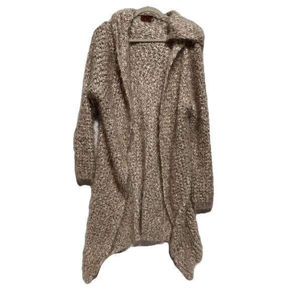 Women's POL Beige’s Eyelash Long Hooded Open Front Cardigan Sweater Boho sz S - Picture 1 of 12